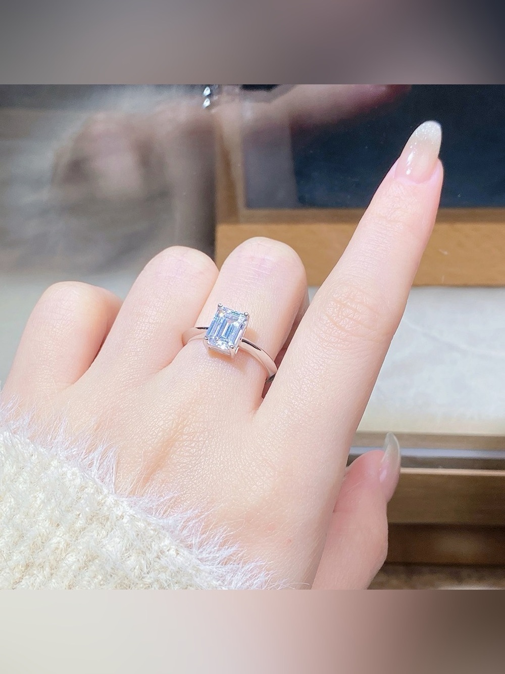 2 Carat 925 Sterling Silver Moissanite Geometric Ring